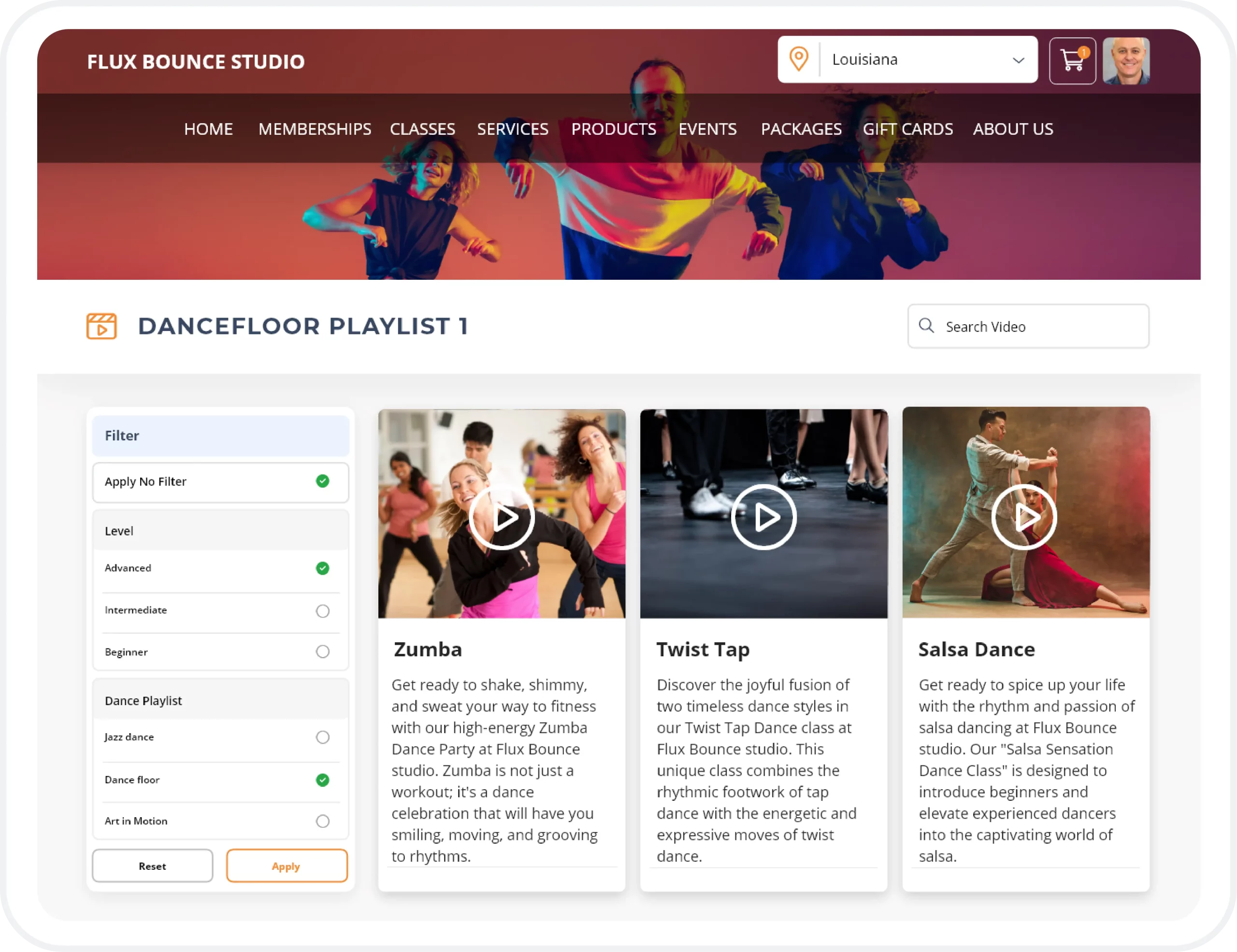 Wellyx Dance studio software with video on demand feature